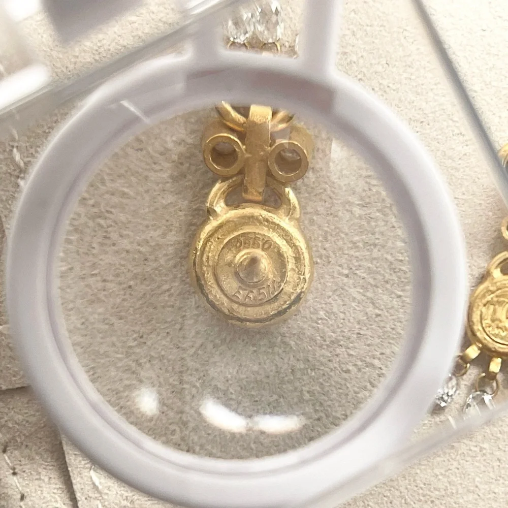 24K Yellow Gold and Diamond Earrings Designed and Hand Made by Gurhan Couture - Picture 8 of 11